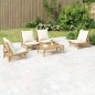 vidaXL 5-tlg. Garten-Lounge-Set mit Cremeweißen Kissen Bambus vidaXL 5-tlg. Garten-Lounge-Set mit Cremeweißen Kissen Bambus