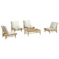 vidaXL 5-tlg. Garten-Lounge-Set mit Cremeweißen Kissen Bambus vidaXL 5-tlg. Garten-Lounge-Set mit Cremeweißen Kissen Bambus