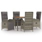 vidaXL 5-tlg. Garten-Essgruppe mit Kissen Grau Poly Rattan vidaXL 5-tlg. Garten-Essgruppe mit Kissen Grau Poly Rattan