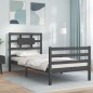 vidaXL Massivholzbett mit Kopfteil Grau 90x200 cm vidaXL Massivholzbett mit Kopfteil Grau 90x200 cm