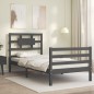 vidaXL Massivholzbett mit Kopfteil Grau 90x200 cm vidaXL Massivholzbett mit Kopfteil Grau 90x200 cm