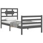 vidaXL Massivholzbett mit Kopfteil Grau 90x200 cm vidaXL Massivholzbett mit Kopfteil Grau 90x200 cm