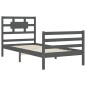 vidaXL Massivholzbett mit Kopfteil Grau 90x200 cm vidaXL Massivholzbett mit Kopfteil Grau 90x200 cm