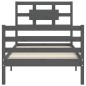 vidaXL Massivholzbett mit Kopfteil Grau 90x200 cm vidaXL Massivholzbett mit Kopfteil Grau 90x200 cm