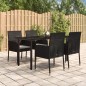 vidaXL 5-tlg. Garten-Essgruppe mit Kissen Schwarz Poly Rattan vidaXL 5-tlg. Garten-Essgruppe mit Kissen Schwarz Poly Rattan