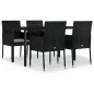 vidaXL 5-tlg. Garten-Essgruppe mit Kissen Schwarz Poly Rattan vidaXL 5-tlg. Garten-Essgruppe mit Kissen Schwarz Poly Rattan