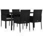 vidaXL 5-tlg. Garten-Essgruppe mit Kissen Schwarz Poly Rattan vidaXL 5-tlg. Garten-Essgruppe mit Kissen Schwarz Poly Rattan
