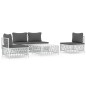vidaXL 5-tlg. Garten-Lounge-Set mit Kissen Weiß Stahl vidaXL 5-tlg. Garten-Lounge-Set mit Kissen Weiß Stahl