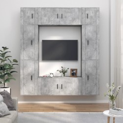 vidaXL 8-tlg. TV-Schrank-Set Betongrau Holzwerkstoff
