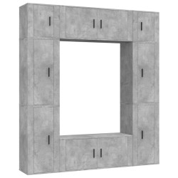 vidaXL 8-tlg. TV-Schrank-Set Betongrau Holzwerkstoff