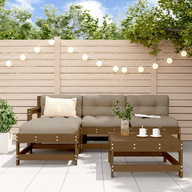 vidaXL 5-tlg. Garten-Lounge-Set mit Kissen Honigbraun Massivholz vidaXL 5-tlg. Garten-Lounge-Set mit Kissen Honigbraun Massivholz