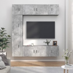 vidaXL 7-tlg. TV-Schrank-Set Betongrau Holzwerkstoff