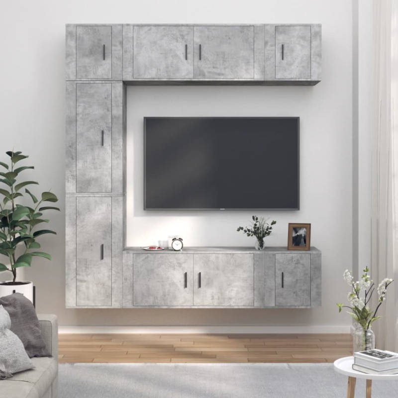 vidaXL 7-tlg. TV-Schrank-Set Betongrau Holzwerkstoff vidaXL 7-tlg. TV-Schrank-Set Betongrau Holzwerkstoff