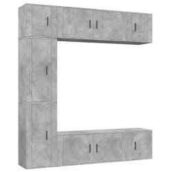 vidaXL 7-tlg. TV-Schrank-Set Betongrau Holzwerkstoff