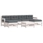 vidaXL 7-tlg. Garten-Lounge-Set mit Kissen Weiß Massivholz vidaXL 7-tlg. Garten-Lounge-Set mit Kissen Weiß Massivholz