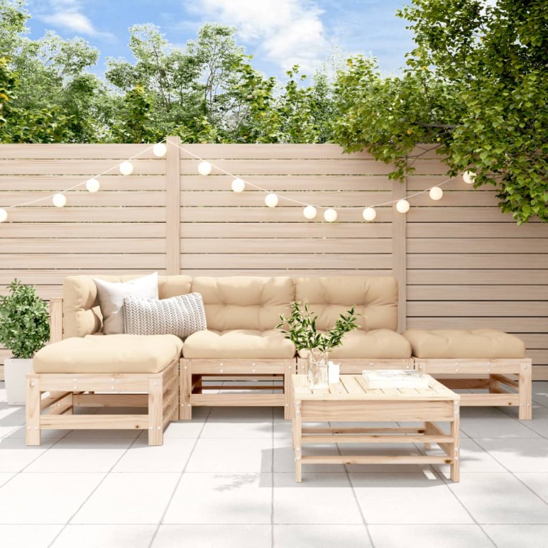 vidaXL 6-tlg. Garten-Lounge-Set mit Kissen Massivholz vidaXL 6-tlg. Garten-Lounge-Set mit Kissen Massivholz