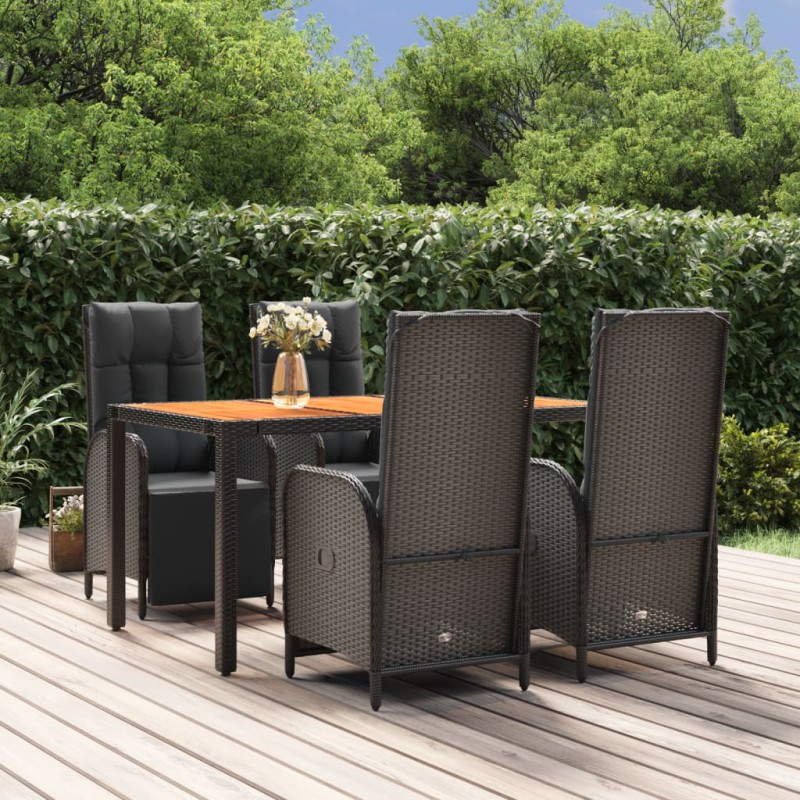 vidaXL 5-tlg. Garten-Essgruppe mit Kissen Schwarz Poly Rattan vidaXL 5-tlg. Garten-Essgruppe mit Kissen Schwarz Poly Rattan