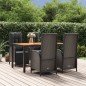 vidaXL 5-tlg. Garten-Essgruppe mit Kissen Schwarz Poly Rattan vidaXL 5-tlg. Garten-Essgruppe mit Kissen Schwarz Poly Rattan
