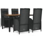 vidaXL 5-tlg. Garten-Essgruppe mit Kissen Schwarz Poly Rattan vidaXL 5-tlg. Garten-Essgruppe mit Kissen Schwarz Poly Rattan