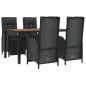 vidaXL 5-tlg. Garten-Essgruppe mit Kissen Schwarz Poly Rattan vidaXL 5-tlg. Garten-Essgruppe mit Kissen Schwarz Poly Rattan