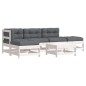 vidaXL 6-tlg. Garten-Lounge-Set mit Kissen Weiß Massivholz vidaXL 6-tlg. Garten-Lounge-Set mit Kissen Weiß Massivholz