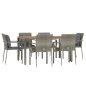 vidaXL 7-tlg. Garten-Essgruppe mit Kissen Grau Poly Rattan vidaXL 7-tlg. Garten-Essgruppe mit Kissen Grau Poly Rattan