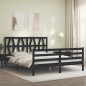 vidaXL Massivholzbett mit Kopfteil Schwarz 160x200 cm vidaXL Massivholzbett mit Kopfteil Schwarz 160x200 cm