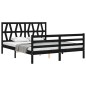 vidaXL Massivholzbett mit Kopfteil Schwarz 160x200 cm vidaXL Massivholzbett mit Kopfteil Schwarz 160x200 cm
