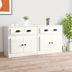 vidaXL Sideboards 2 Stk. Hochglanz-Weiß Holzwerkstoff