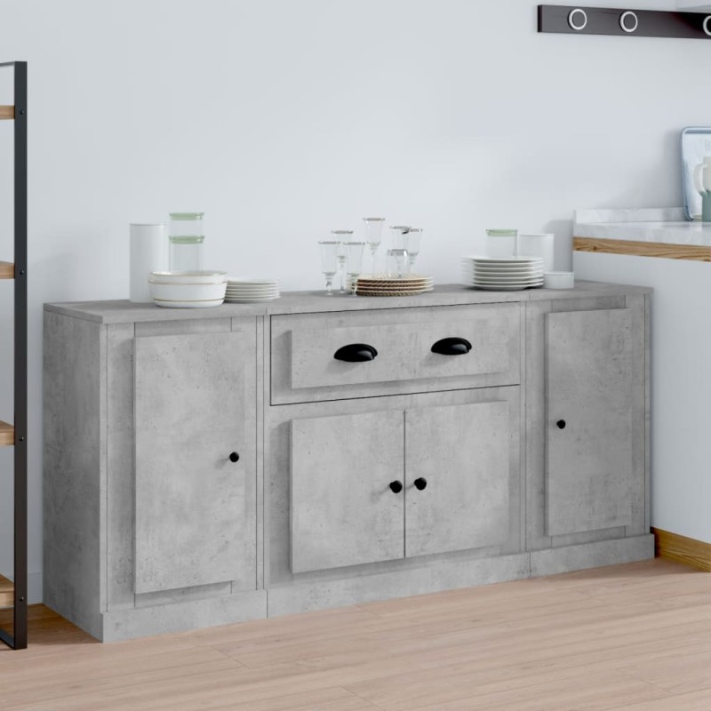 vidaXL Sideboards 3 Stk. Betongrau Holzwerkstoff vidaXL Sideboards 3 Stk. Betongrau Holzwerkstoff