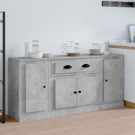 vidaXL Sideboards 3 Stk. Betongrau Holzwerkstoff