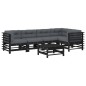 vidaXL 6-tlg. Garten-Lounge-Set mit Kissen Schwarz Massivholz vidaXL 6-tlg. Garten-Lounge-Set mit Kissen Schwarz Massivholz