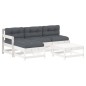 vidaXL 5-tlg. Garten-Lounge-Set mit Kissen Weiß Massivholz vidaXL 5-tlg. Garten-Lounge-Set mit Kissen Weiß Massivholz