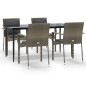 vidaXL 5-tlg. Garten-Essgruppe mit Kissen Schwarz und Grau Poly Rattan vidaXL 5-tlg. Garten-Essgruppe mit Kissen Schwarz und Grau Poly Rattan