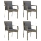 vidaXL 5-tlg. Garten-Essgruppe mit Kissen Schwarz und Grau Poly Rattan vidaXL 5-tlg. Garten-Essgruppe mit Kissen Schwarz und Grau Poly Rattan