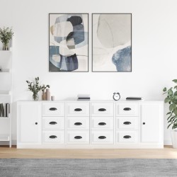 vidaXL Sideboards 3 Stk. Hochglanz-Weiß Holzwerkstoff