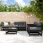 vidaXL 6-tlg. Garten-Lounge-Set mit Kissen Schwarz Massivholz vidaXL 6-tlg. Garten-Lounge-Set mit Kissen Schwarz Massivholz
