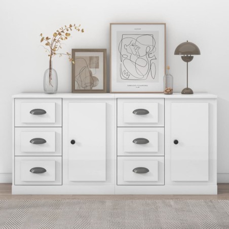 vidaXL Sideboards 2 Stk. Hochglanz-Weiß Holzwerkstoff