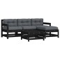vidaXL 5-tlg. Garten-Lounge-Set mit Kissen Schwarz Massivholz vidaXL 5-tlg. Garten-Lounge-Set mit Kissen Schwarz Massivholz