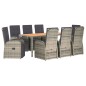 vidaXL 9-tlg. Garten-Essgruppe mit Kissen Grau Poly Rattan vidaXL 9-tlg. Garten-Essgruppe mit Kissen Grau Poly Rattan