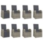 vidaXL 9-tlg. Garten-Essgruppe mit Kissen Grau Poly Rattan vidaXL 9-tlg. Garten-Essgruppe mit Kissen Grau Poly Rattan