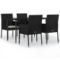 vidaXL 5-tlg. Garten-Essgruppe mit Kissen Schwarz Poly Rattan vidaXL 5-tlg. Garten-Essgruppe mit Kissen Schwarz Poly Rattan