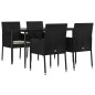 vidaXL 5-tlg. Garten-Essgruppe mit Kissen Schwarz Poly Rattan vidaXL 5-tlg. Garten-Essgruppe mit Kissen Schwarz Poly Rattan