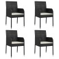 vidaXL 5-tlg. Garten-Essgruppe mit Kissen Schwarz Poly Rattan vidaXL 5-tlg. Garten-Essgruppe mit Kissen Schwarz Poly Rattan