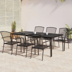vidaXL 7-tlg. Garten-Essgruppe Anthrazit Stahl