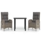 vidaXL 3-tlg. Garten-Essgruppe mit Kissen Schwarz und Grau Poly Rattan vidaXL 3-tlg. Garten-Essgruppe mit Kissen Schwarz und Grau Poly Rattan