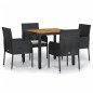 vidaXL 5-tlg. Garten-Essgruppe mit Kissen Schwarz Poly Rattan vidaXL 5-tlg. Garten-Essgruppe mit Kissen Schwarz Poly Rattan