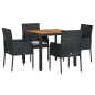 vidaXL 5-tlg. Garten-Essgruppe mit Kissen Schwarz Poly Rattan vidaXL 5-tlg. Garten-Essgruppe mit Kissen Schwarz Poly Rattan