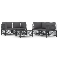 vidaXL 5-tlg. Garten-Lounge-Set mit Kissen Anthrazit Stahl