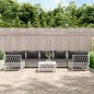 vidaXL 8-tlg. Garten-Lounge-Set mit Kissen Weiß Stahl vidaXL 8-tlg. Garten-Lounge-Set mit Kissen Weiß Stahl